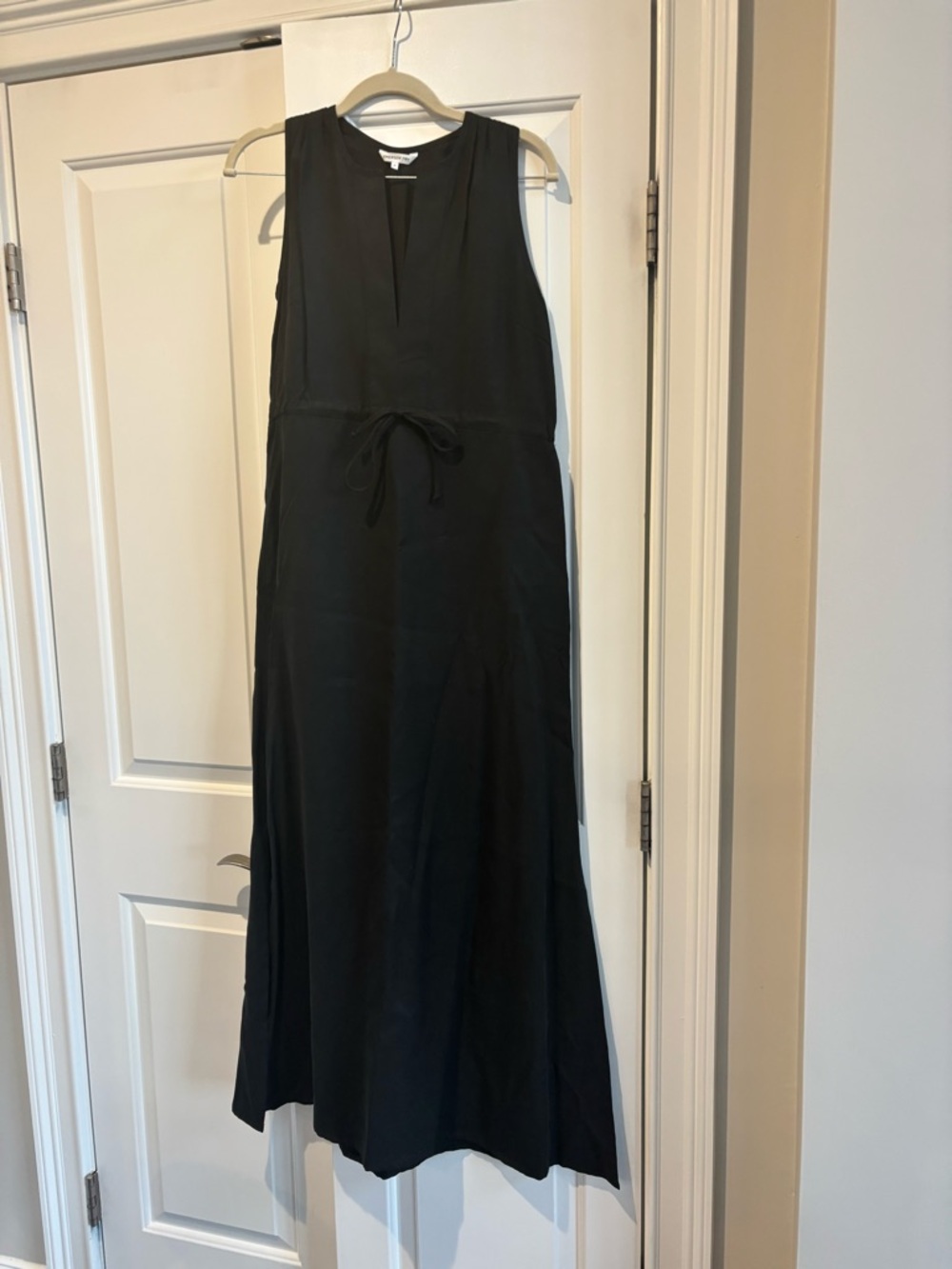 CLEARANCE! Emerson Fry Sage Black Linen Maxi Dress with Drawstring Waist - Picture 5 of 5